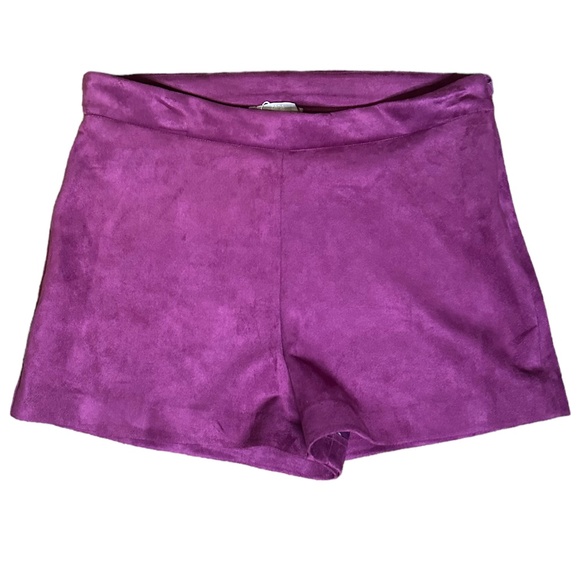 Zara Pants - NWT Zara Velvet High-Waisted Purple Shorts Sz M